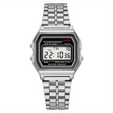 F91W LED digital sports watch with steel band