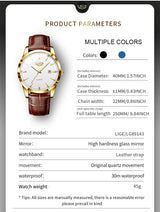 LIGE Mens Fashion Brown Leather 