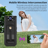4K HD WiFi Body Camera mobile wireless interconnection showing real-time playback to phone app, night vision mini action camera