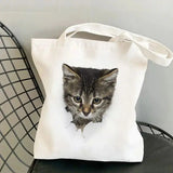 cat print canvas tote bag for women